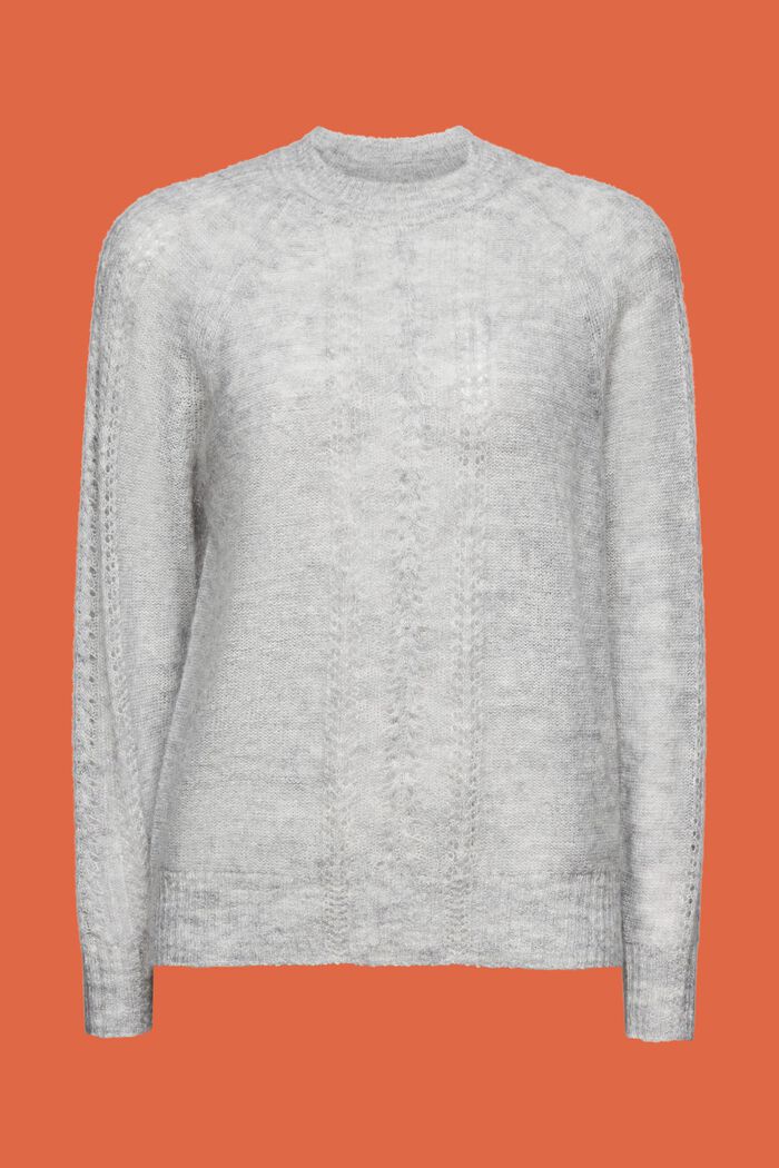Pullover girocollo a maglia pointelle, LIGHT GREY, detail image number 6