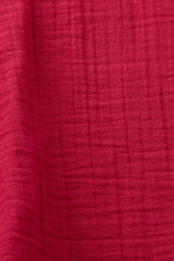 Blusa in cotone garzato con bordo arricciato, DARK PINK, detail image number 5