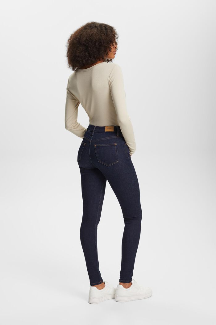 Jeans skinny a vita alta, cotone stretch, BLUE RINSE, detail image number 3