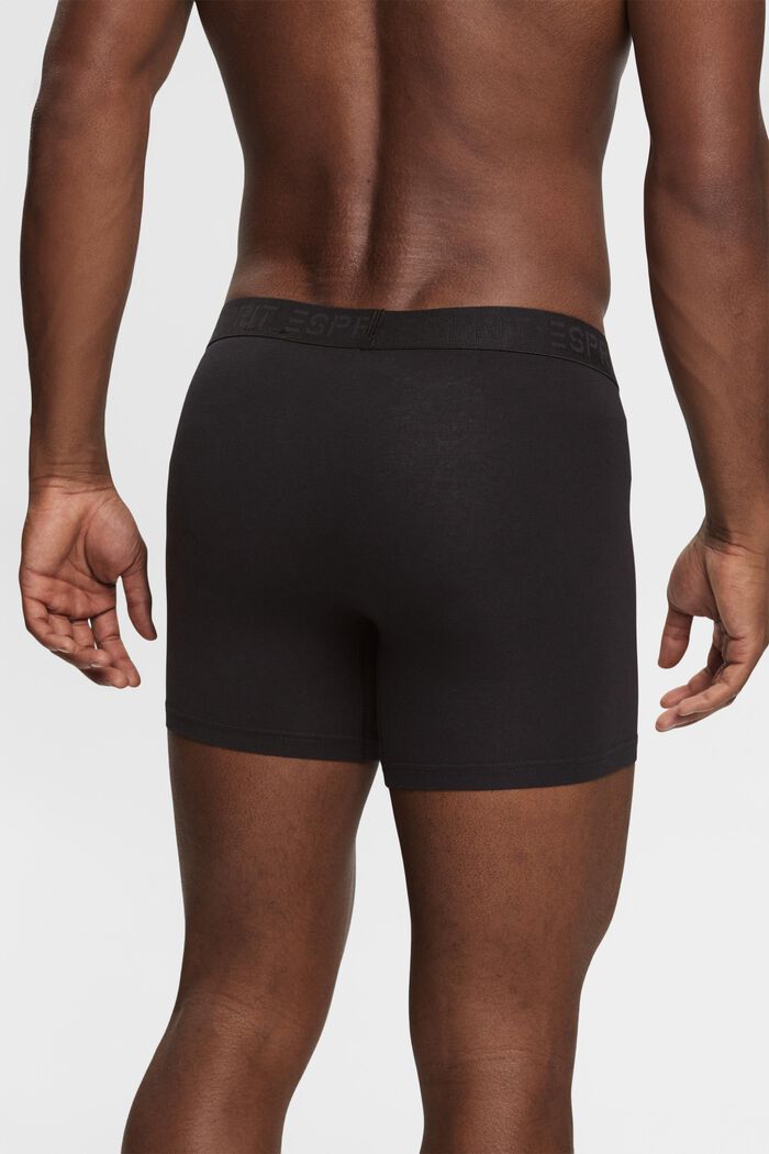 Shorts da uomo lunghi in cotone elasticizzato, confezione multipla, BLACK, detail image number 4