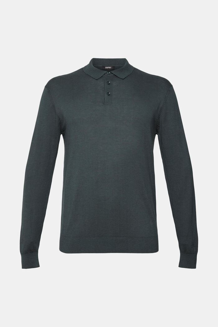 Con TENCEL™: polo a manica lunga, DARK TEAL GREEN, detail image number 2
