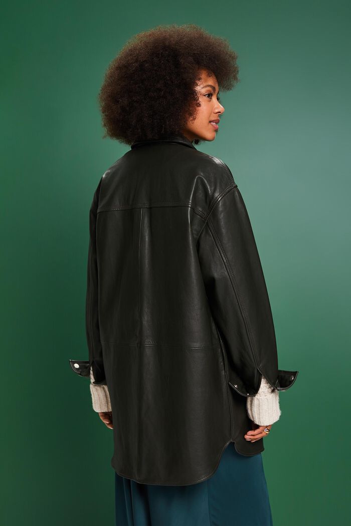 Giacca in pelle oversize, KHAKI GREEN, detail image number 2