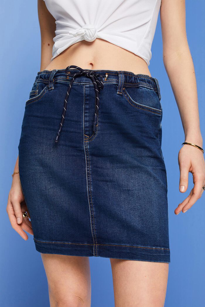 Minigonna in jeans stile jogger, BLUE DARK WASHED, detail image number 2
