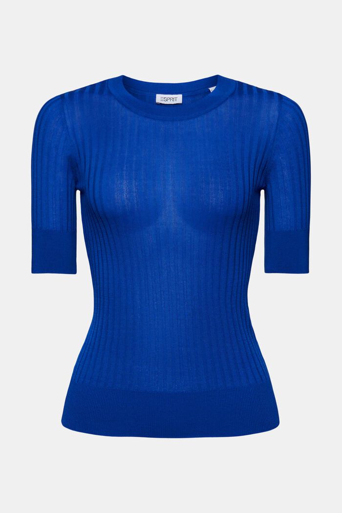 Pullover in maglia a coste, BRIGHT BLUE, detail image number 6