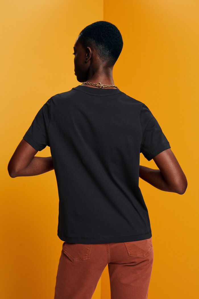 T-shirt Loose Fit, 100% cotone, BLACK, detail image number 3