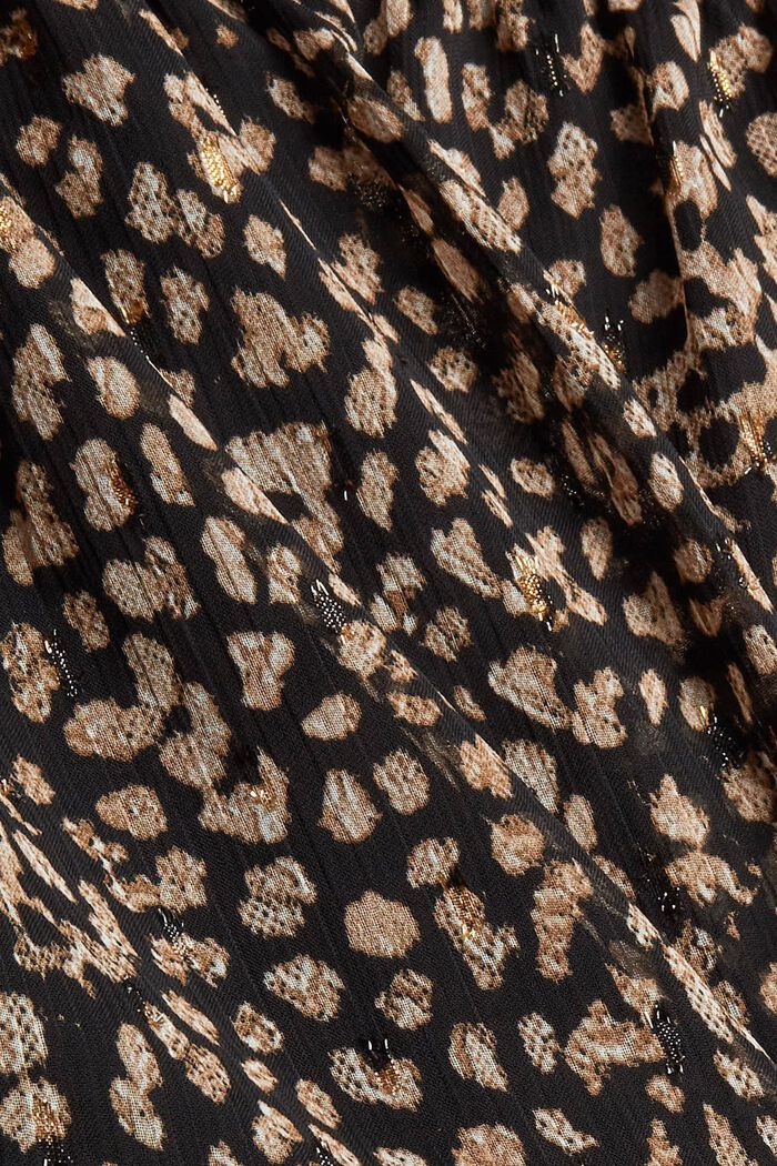 In materiale riciclato: blusa leopardata con spacchi sulle spalle, BLACK, detail image number 4