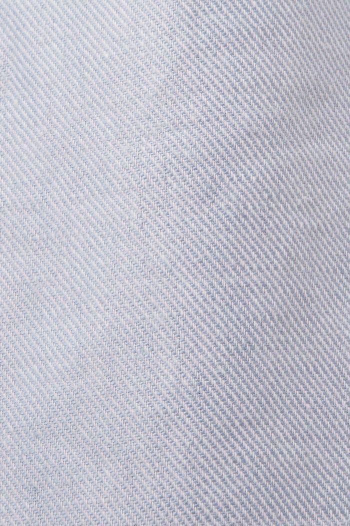 Pantaloni chino cropped in misto lino con cintura fissa, LIGHT BLUE LAVENDER, detail image number 6