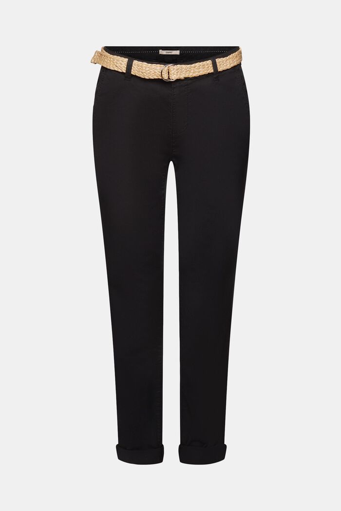 Pantaloni chino con cintura, BLACK, detail image number 6