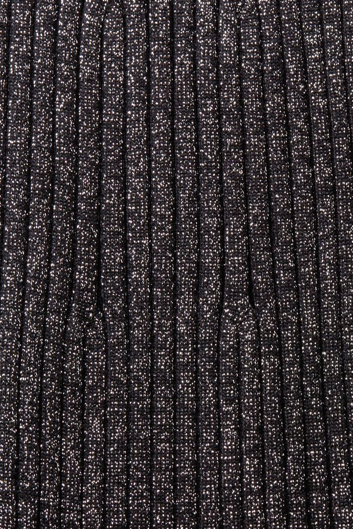 Gonna midi in maglia lamé a coste, BLACK, detail image number 5