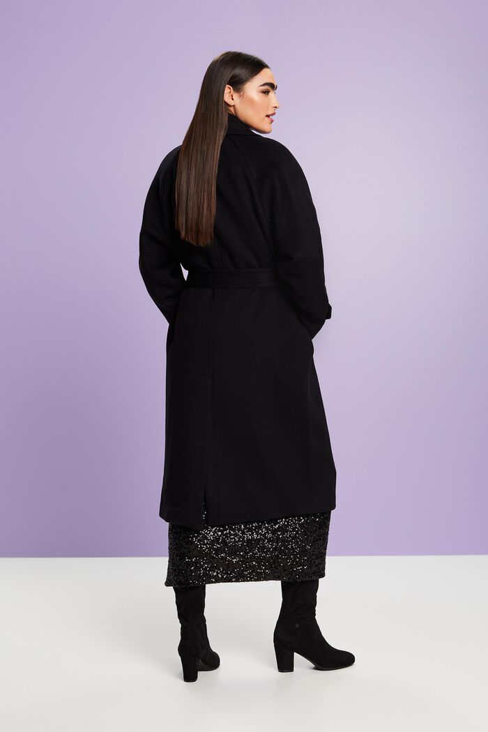 Cappotto a doppiopetto in lana e cashmere, BLACK, detail image number 3