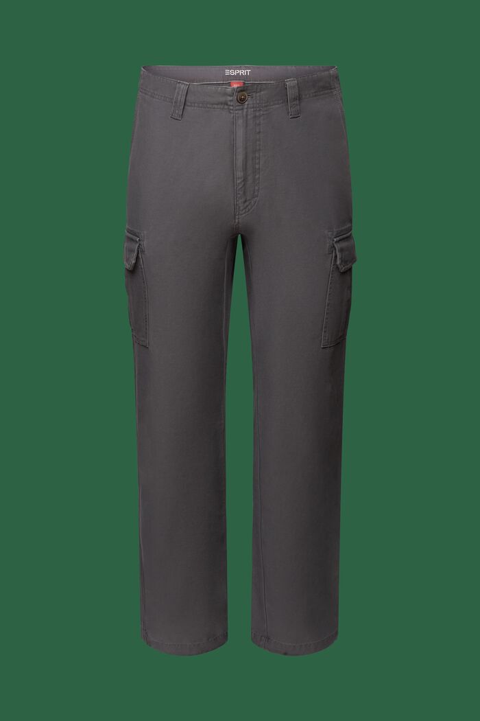 Pantaloni cargo in cotone, DARK GREY, detail image number 7