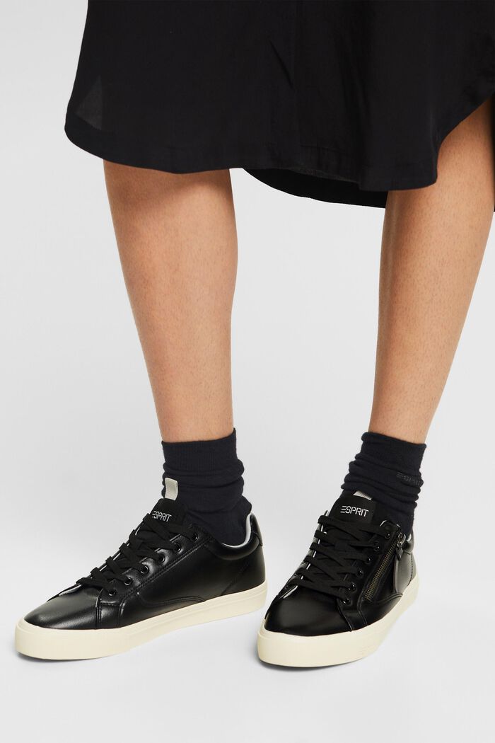 Sneakers stringate vegane con zip, BLACK, detail image number 1