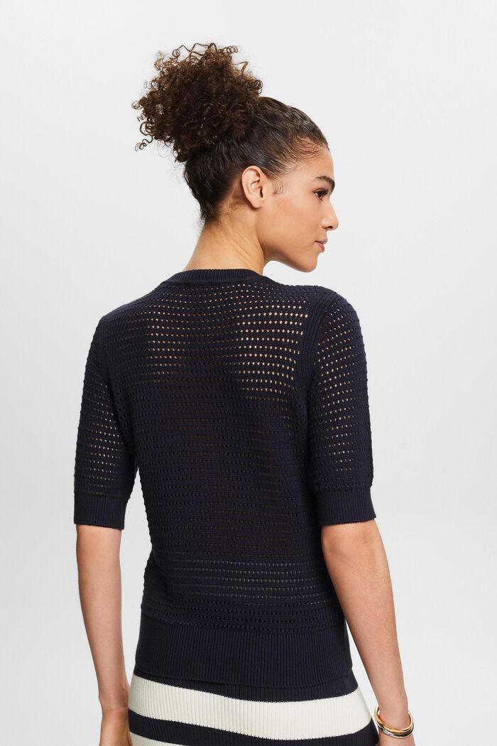 Pullover in mesh a manica corta, NAVY, detail image number 2