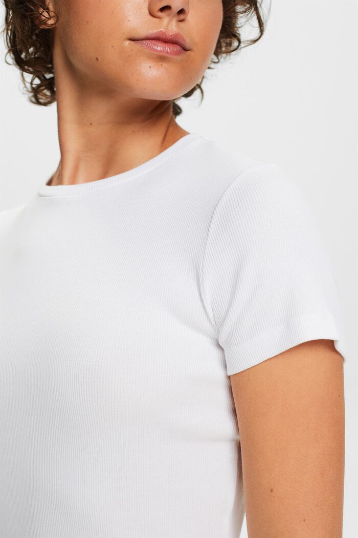 T-shirt girocollo in jersey di cotone, WHITE, detail image number 2