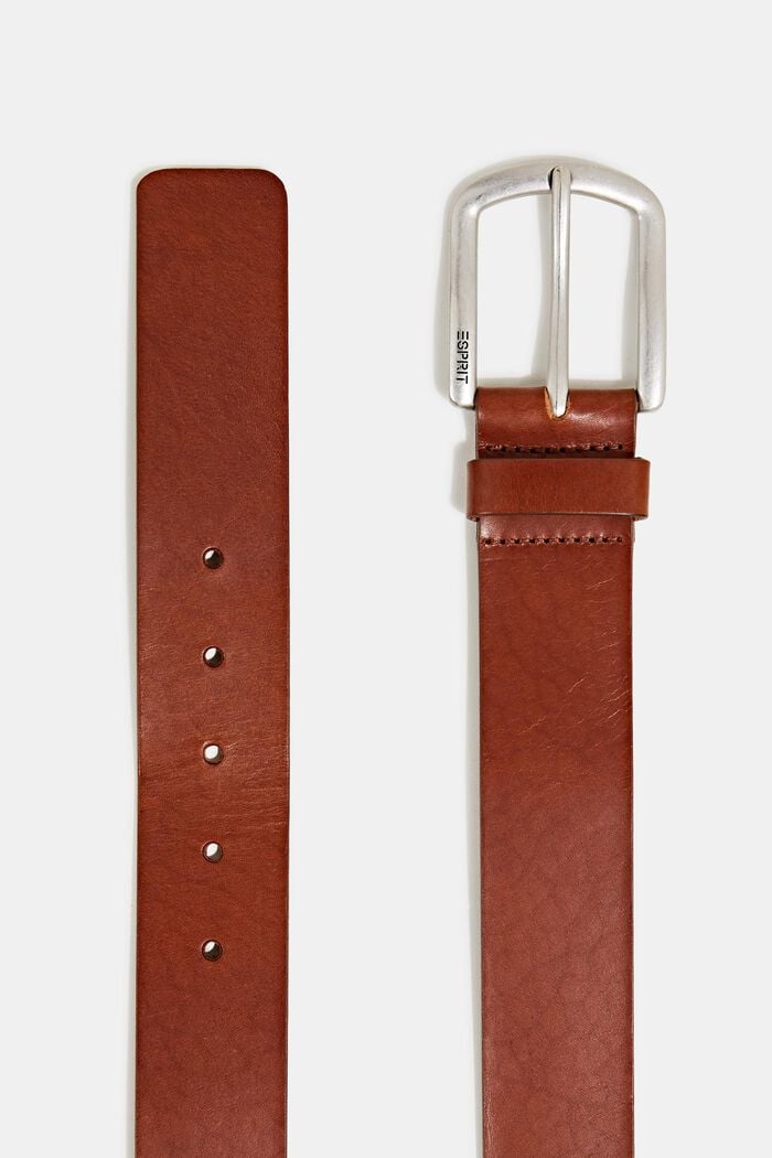 Cintura in pelle con fibbia opaca, CAMEL, detail image number 1