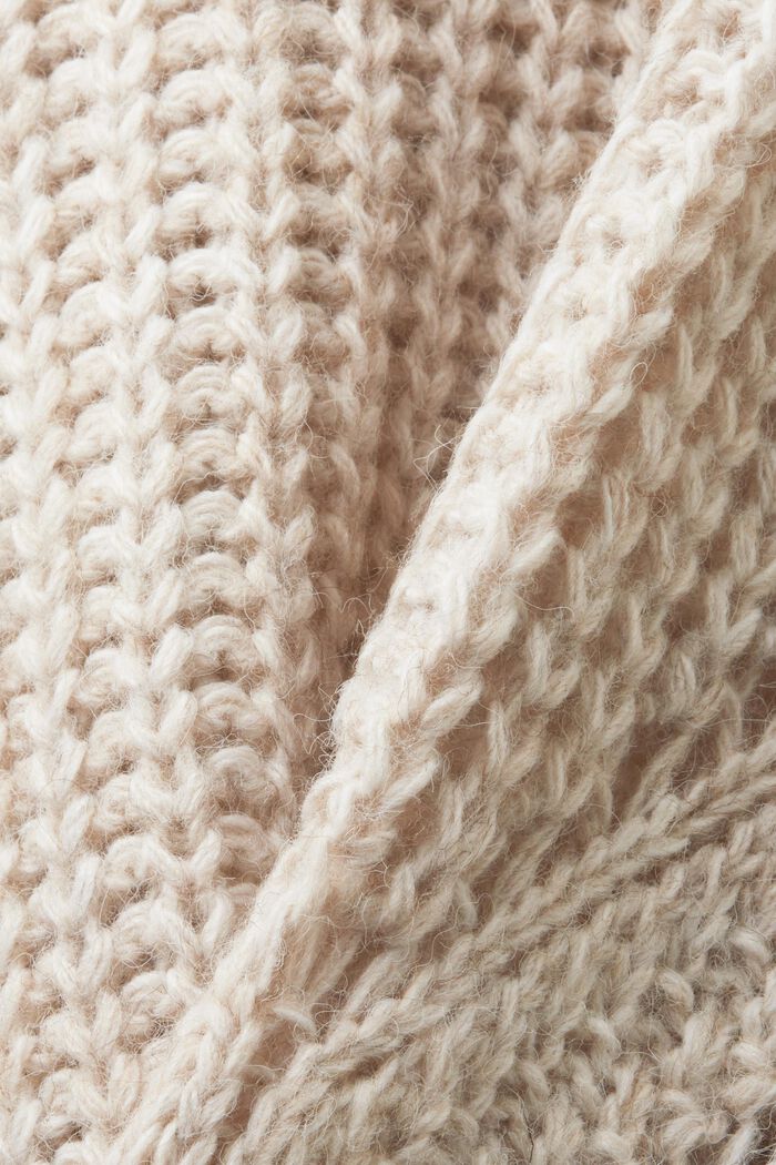 Cardigan aperto in maglia traforata di misto lana, DUSTY NUDE, detail image number 5