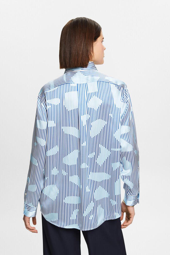 Camicia con bottoni in seta stampata, BRIGHT BLUE, detail image number 2