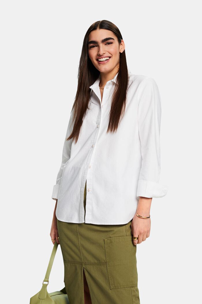 Camicia blusata Oxford, WHITE, detail image number 0