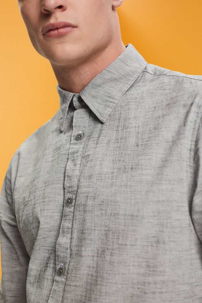 Camicia a righe in cotone sostenibile, MEDIUM GREY, detail image number 2