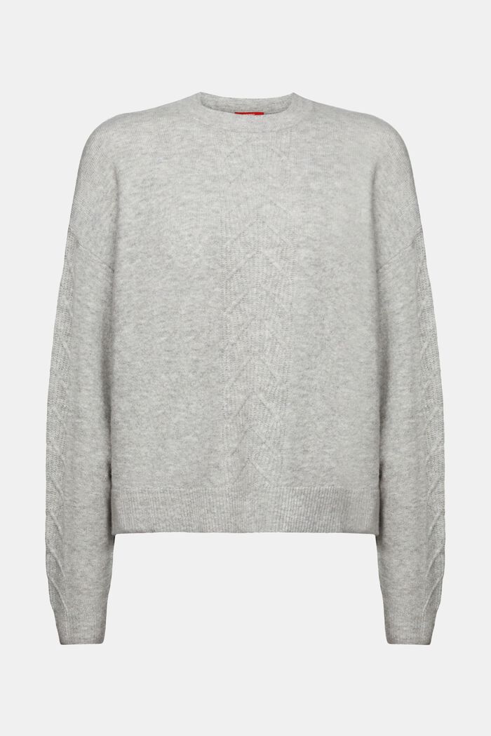 Pullover girocollo a maglia, LIGHT GREY, detail image number 6
