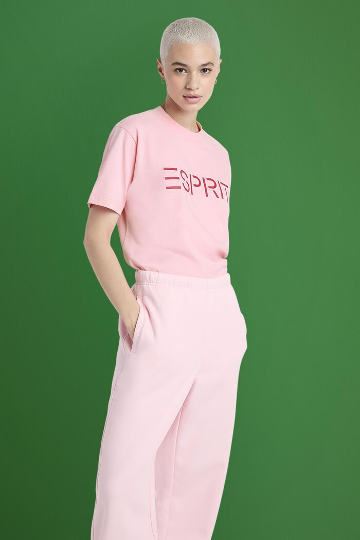 T-shirt unisex in jersey di cotone con logo, LIGHT PINK, detail image number 0