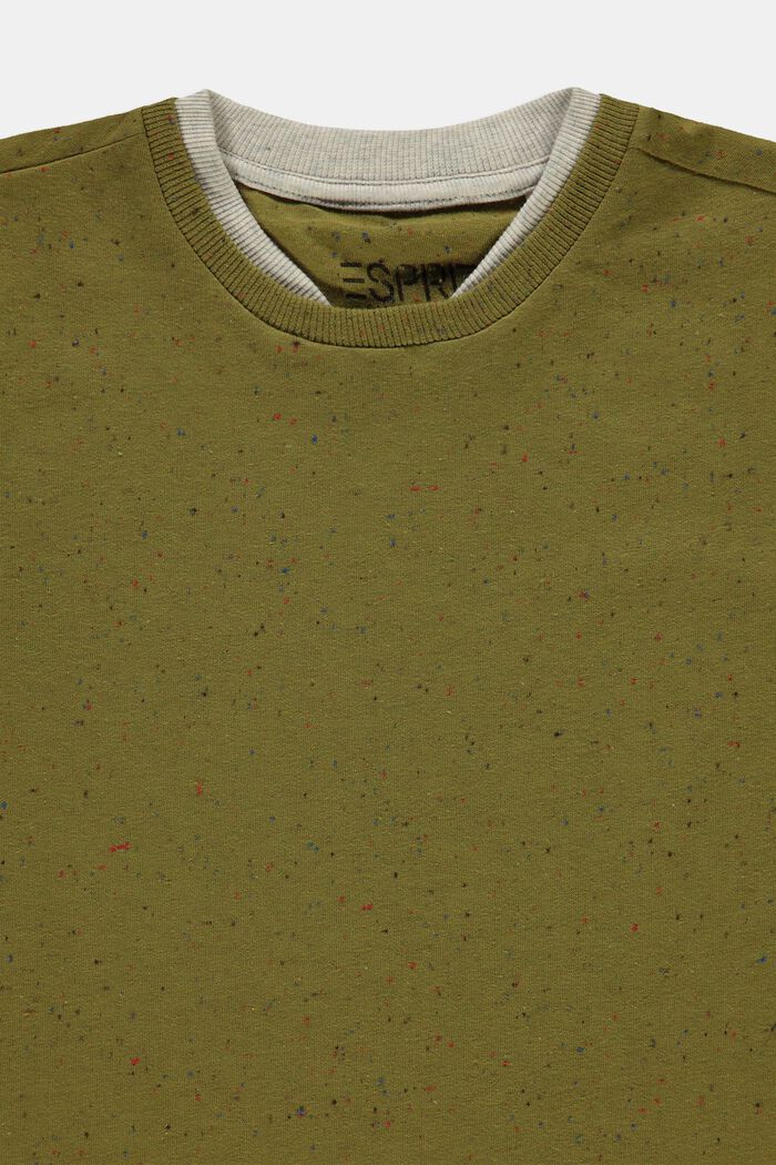 T-shirt con doppio colletto in cotone, LEAF GREEN, detail image number 2