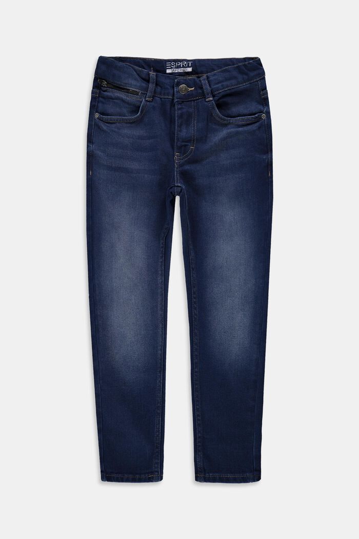 Jeans casual con vita regolabile, BLUE DARK WASHED, detail image number 0
