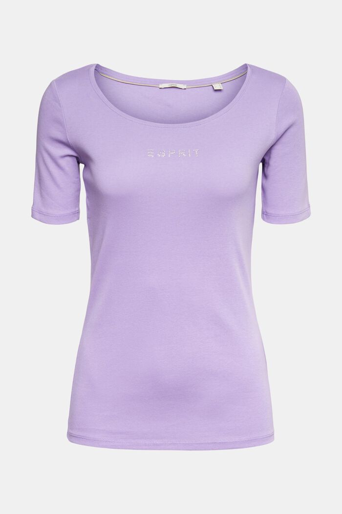 T-shirt con logo in strass, LILAC, detail image number 2