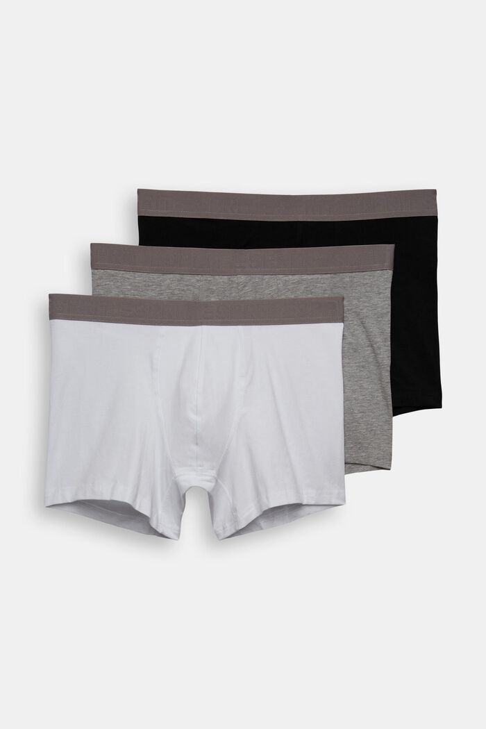 Shorts da uomo lunghi in cotone elasticizzato, confezione multipla, WHITE, detail image number 1