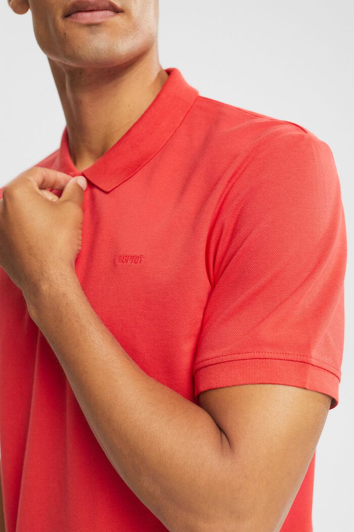 Polo in piqué di cotone, CORAL RED, detail image number 0