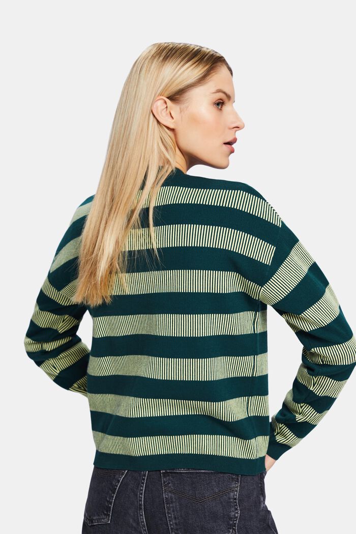 Pullover girocollo a righe jacquard, DARK TEAL GREEN, detail image number 3