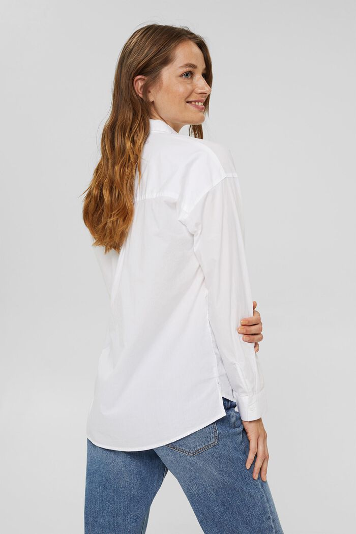 Blusa oversize in 100% cotone biologico, WHITE, detail image number 3