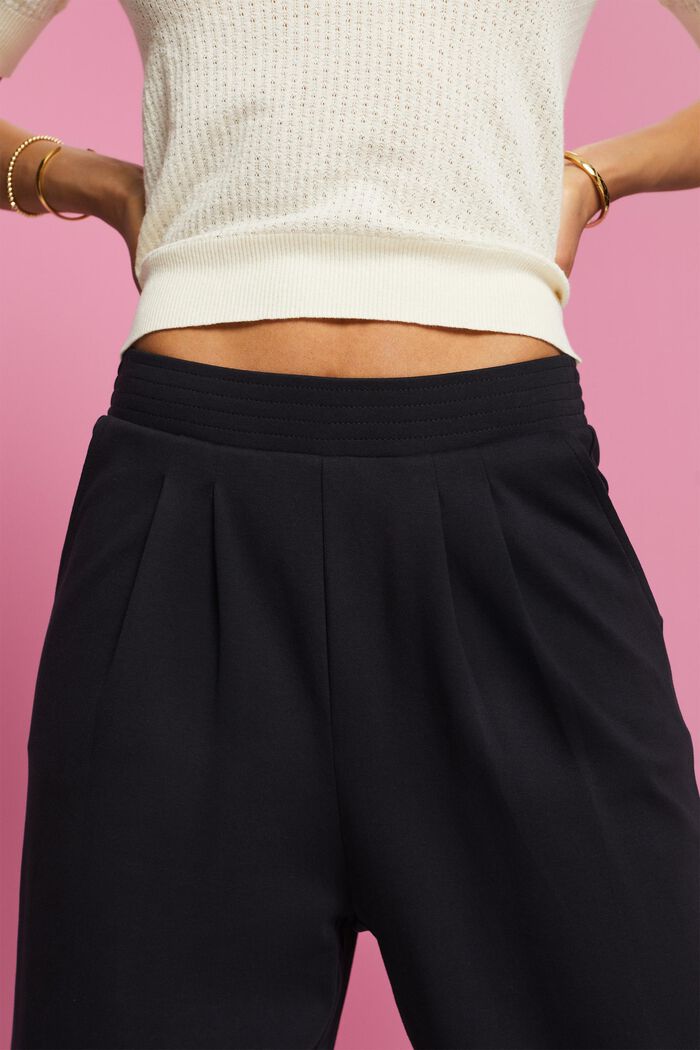 Pantaloni cropped in jersey, 100% cotone, BLACK, detail image number 2