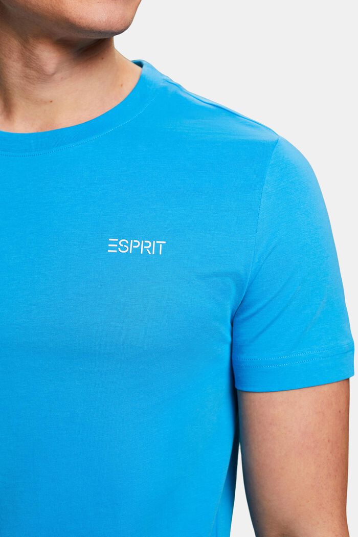 T-shirt in jersey di cotone con logo, BLUE, detail image number 2