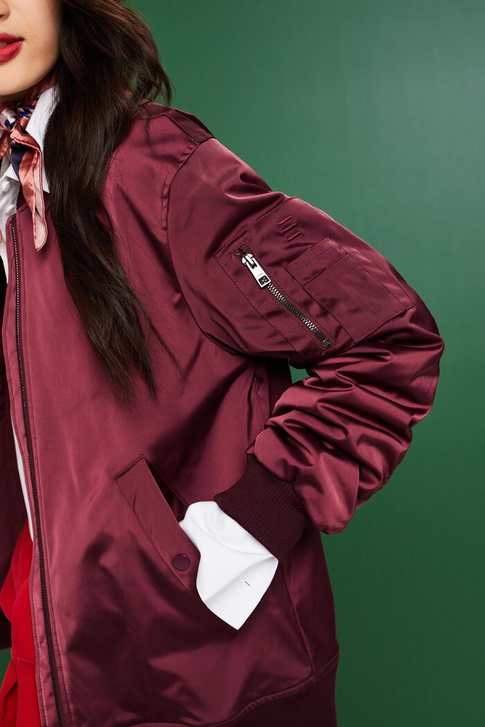 Giacca bomber in raso, BORDEAUX RED, detail image number 2