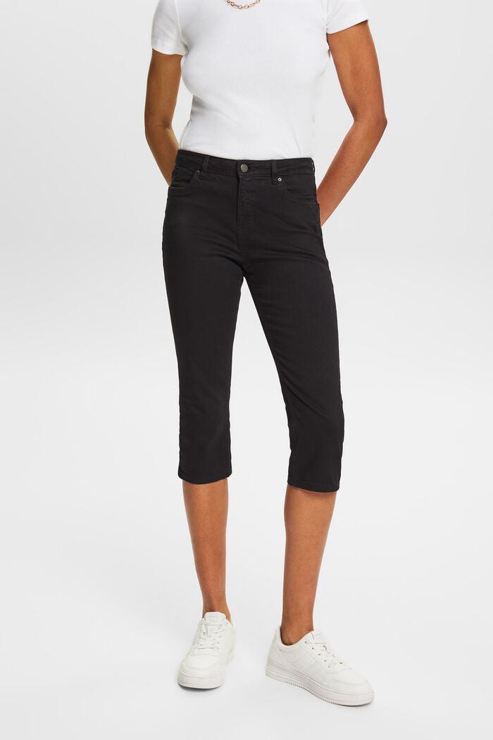 Pantaloni capri in cotone biologico, BLACK, detail image number 0