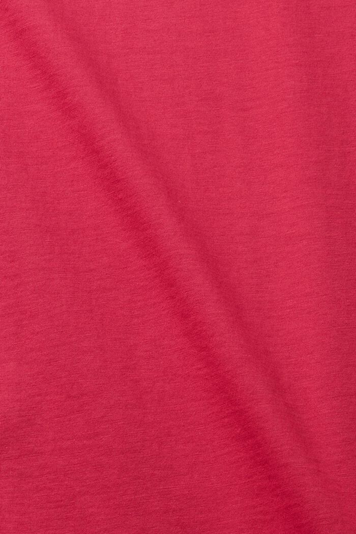 T-shirt slim fit in cotone con scollo a V, DARK PINK, detail image number 4