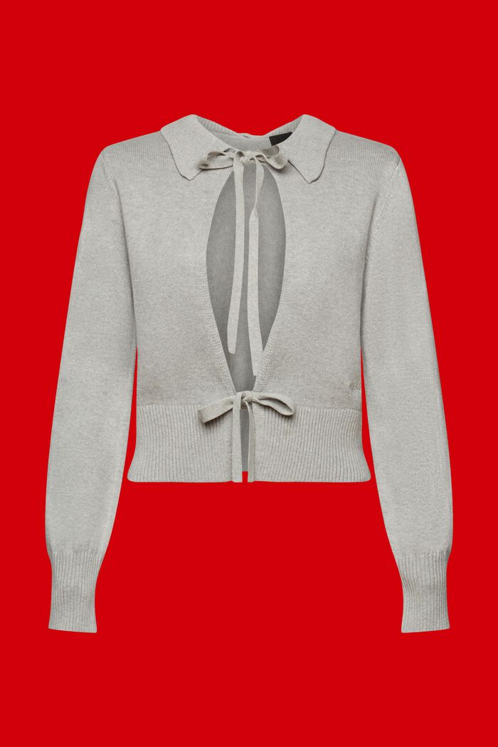Cardigan con cravatta, LIGHT GREY, detail image number 6