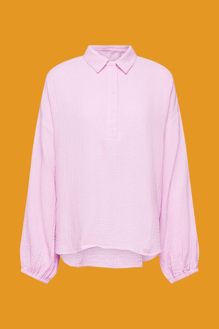Blusa strutturata in cotone, LILAC, detail image number 7