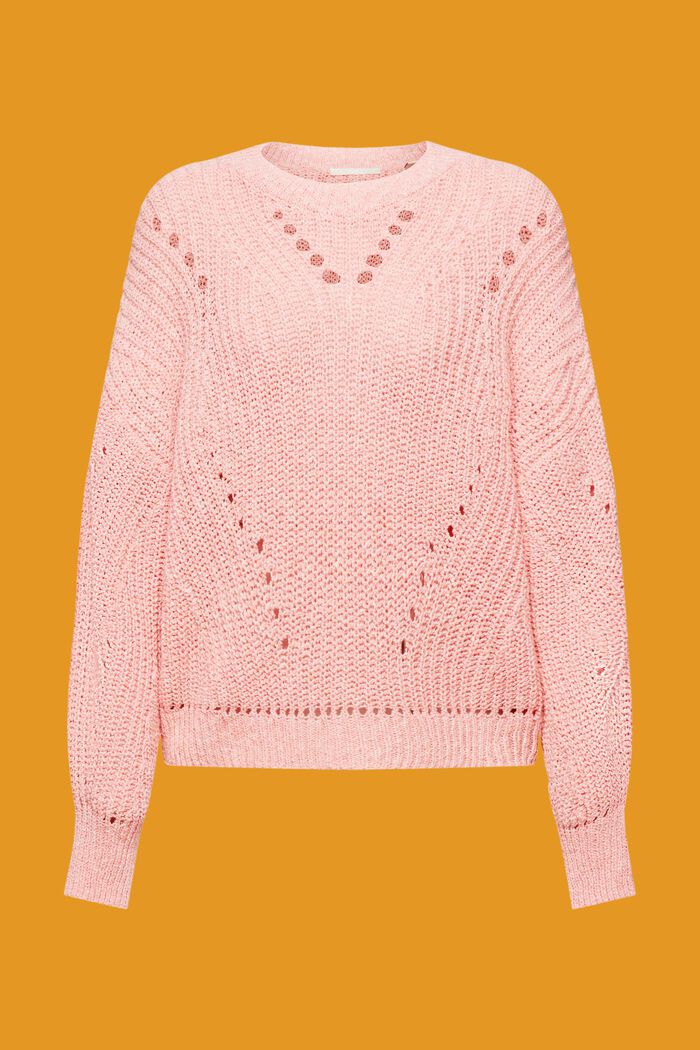 Pullover con motivo a treccia, PINK, detail image number 6