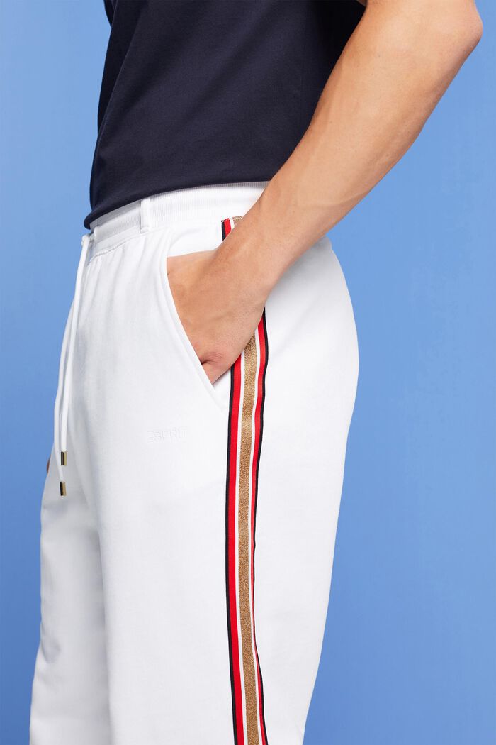 Pantaloni sportivi a righe in cotone, WHITE, detail image number 2