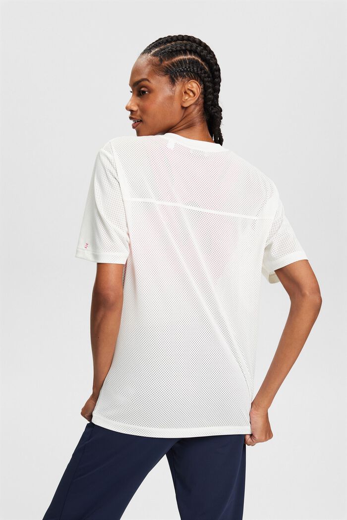 T-shirt con scollo a V in maglia aperta, OFF WHITE, detail image number 3