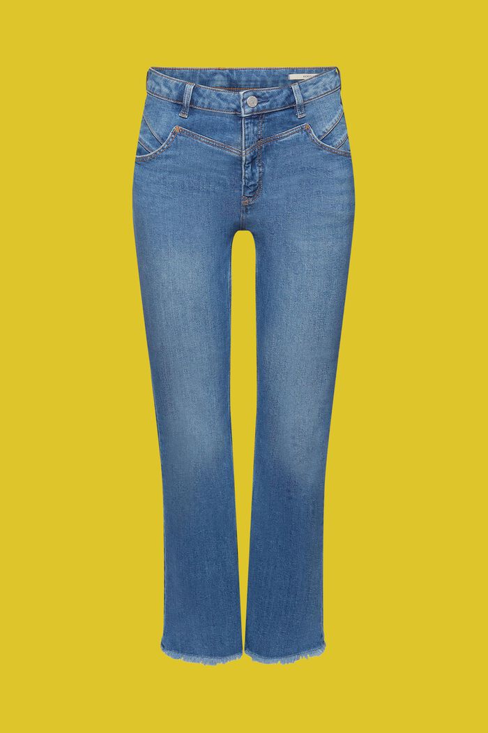 Jeans a vita media e zampa in cotone, BLUE MEDIUM WASHED, detail image number 7