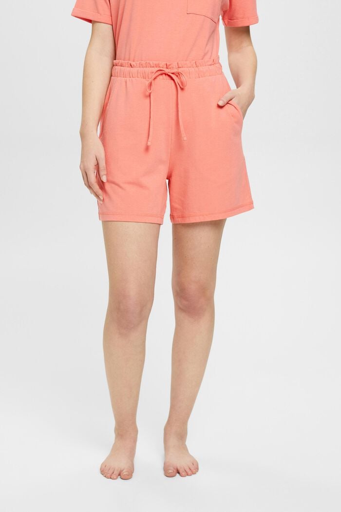 Shorts in jersey con elastico in vita, CORAL, detail image number 0