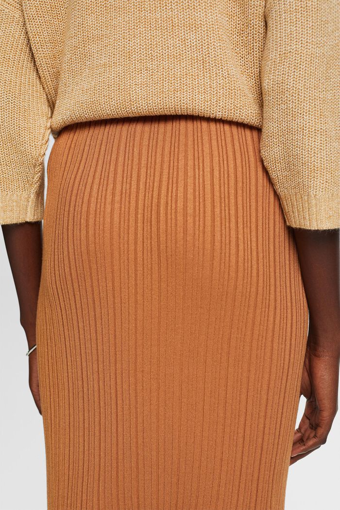 Gonna midi in maglia a coste, CARAMEL, detail image number 4