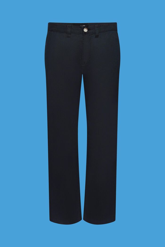 Pantaloni in misto cotone e lino, BLACK, detail image number 6