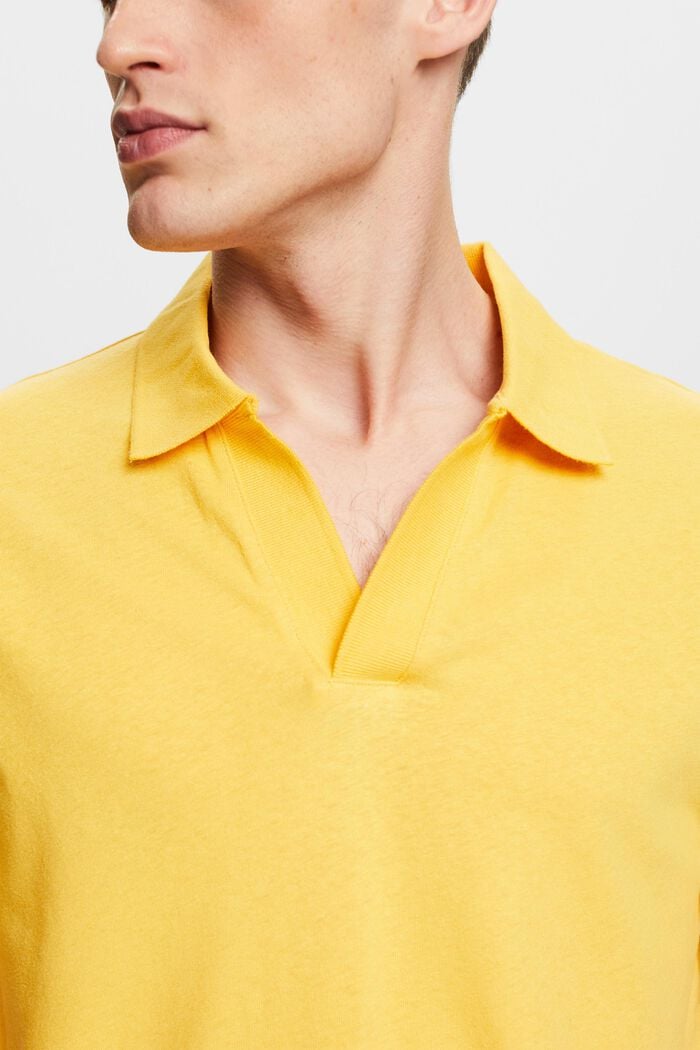 Polo in lino e cotone, SUNFLOWER YELLOW, detail image number 3