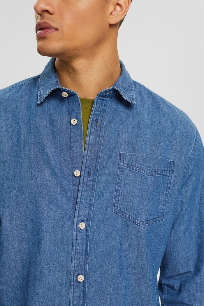 Camicia di jeans con taschino sul petto, BLUE MEDIUM WASHED, detail image number 2