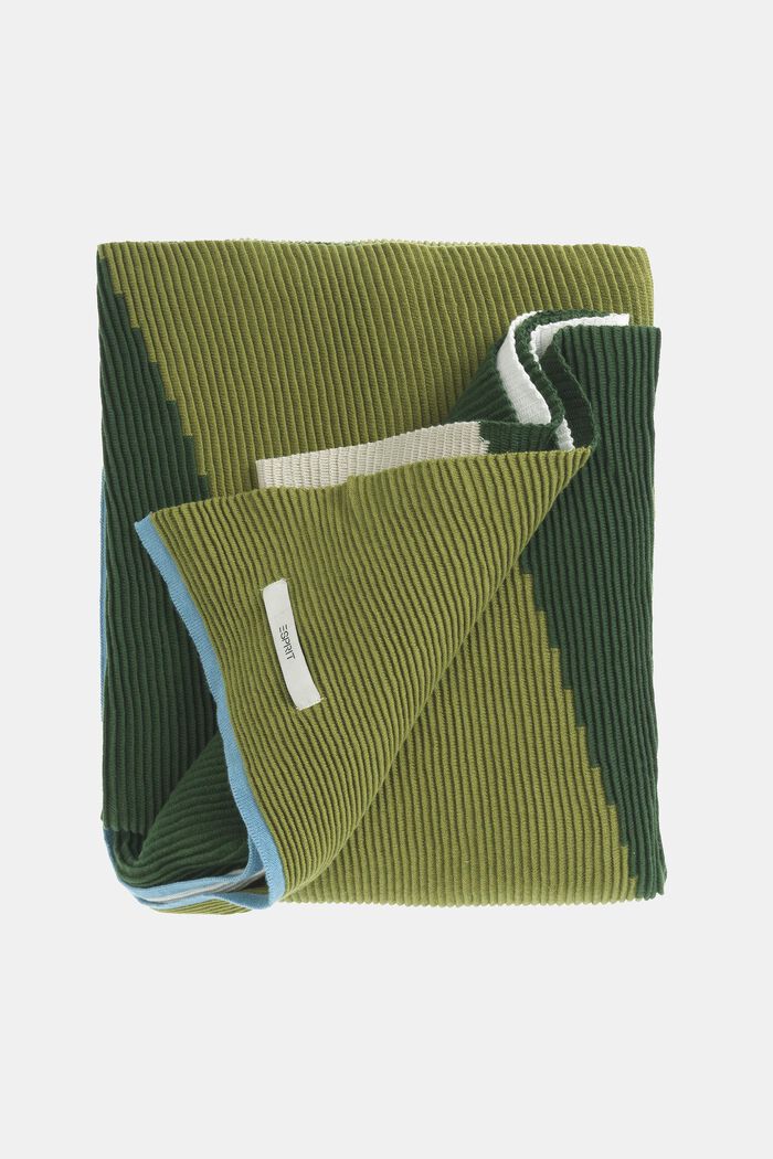 Plaid in maglia strutturata, 100% cotone, GREEN, detail image number 2