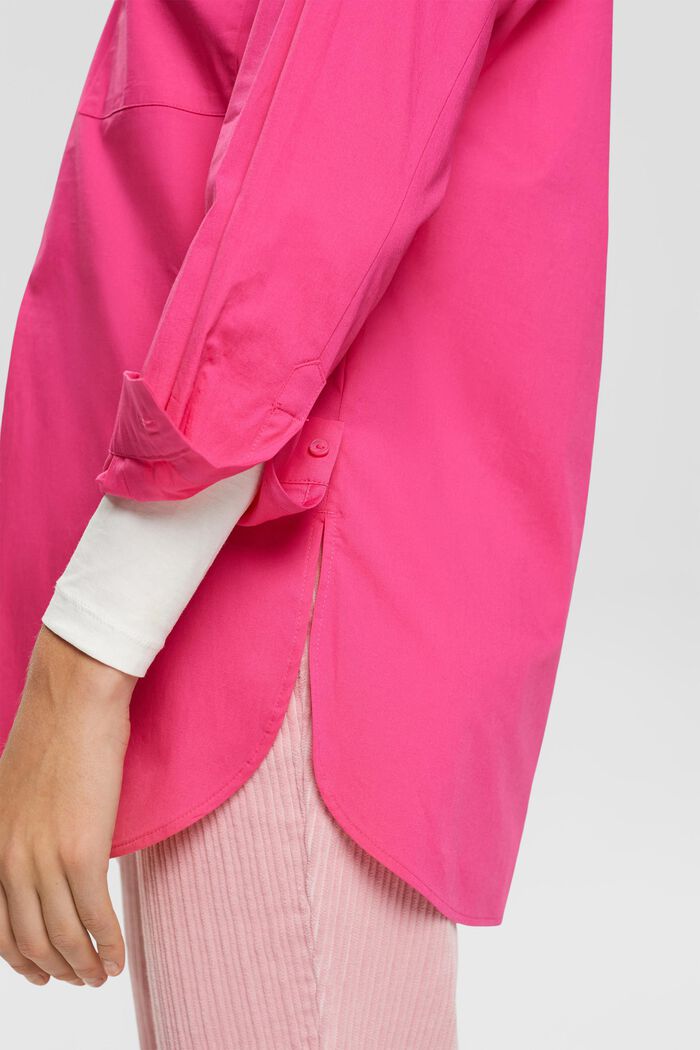 Blusa in cotone con una tasca, PINK FUCHSIA, detail image number 4